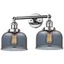 Bell 19" 2-Light Polished Chrome Bath Light w/ Plated Smoke Shade