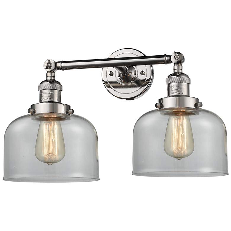 Image 1 Bell 19" 2-Light Polished Nickel Bath Light w/ Clear Shade