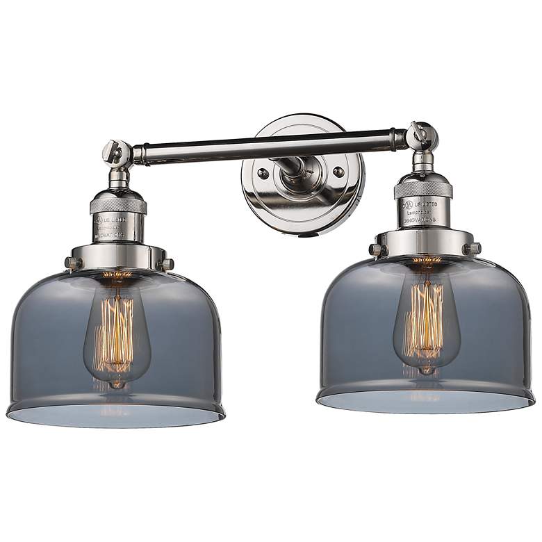 Image 1 Bell 19" 2-Light Polished Nickel Bath Light w/ Plated Smoke Shade