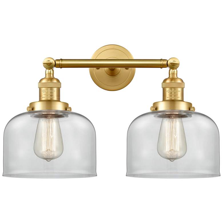 Image 1 Bell 19" 2-Light Satin Gold Bath Light w/ Clear Shade