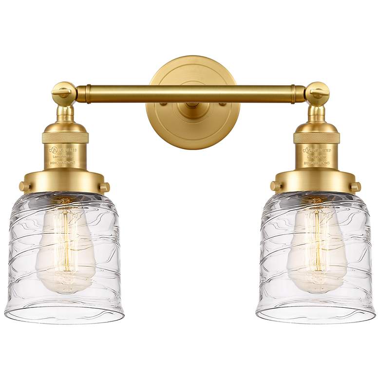 Image 1 Bell 2 Light 16" LED Bath Light - Satin Gold - Deco Swirl Shade