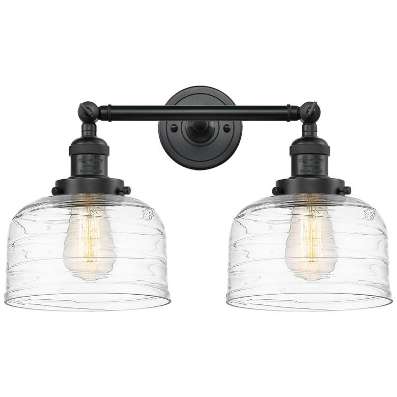 Image 1 Bell 2 Light 19" LED Bath Light - Matte Black - Clear Deco Swirl Shade