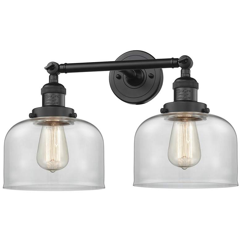 Image 1 Bell 2 Light 19" LED Bath Light - Matte Black - Clear Shade