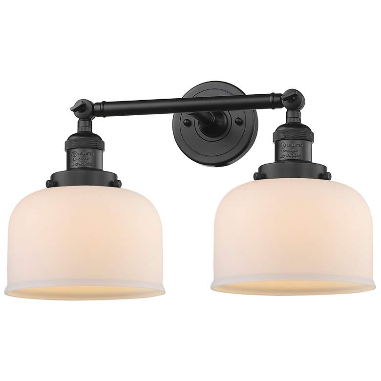 Image 1 Bell 2 Light 19" LED Bath Light - Matte Black - Matte White Shade