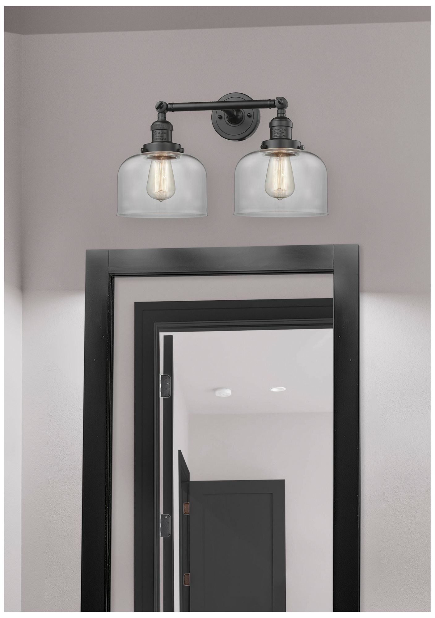 Image 7 Bell 2 Light 19" LED Bath Light - Oil Rubbed Bronze - Clear Shade more views