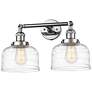 Bell 2 Light 19" LED Bath Light - Polished Chrome - Clear Deco Swirl S