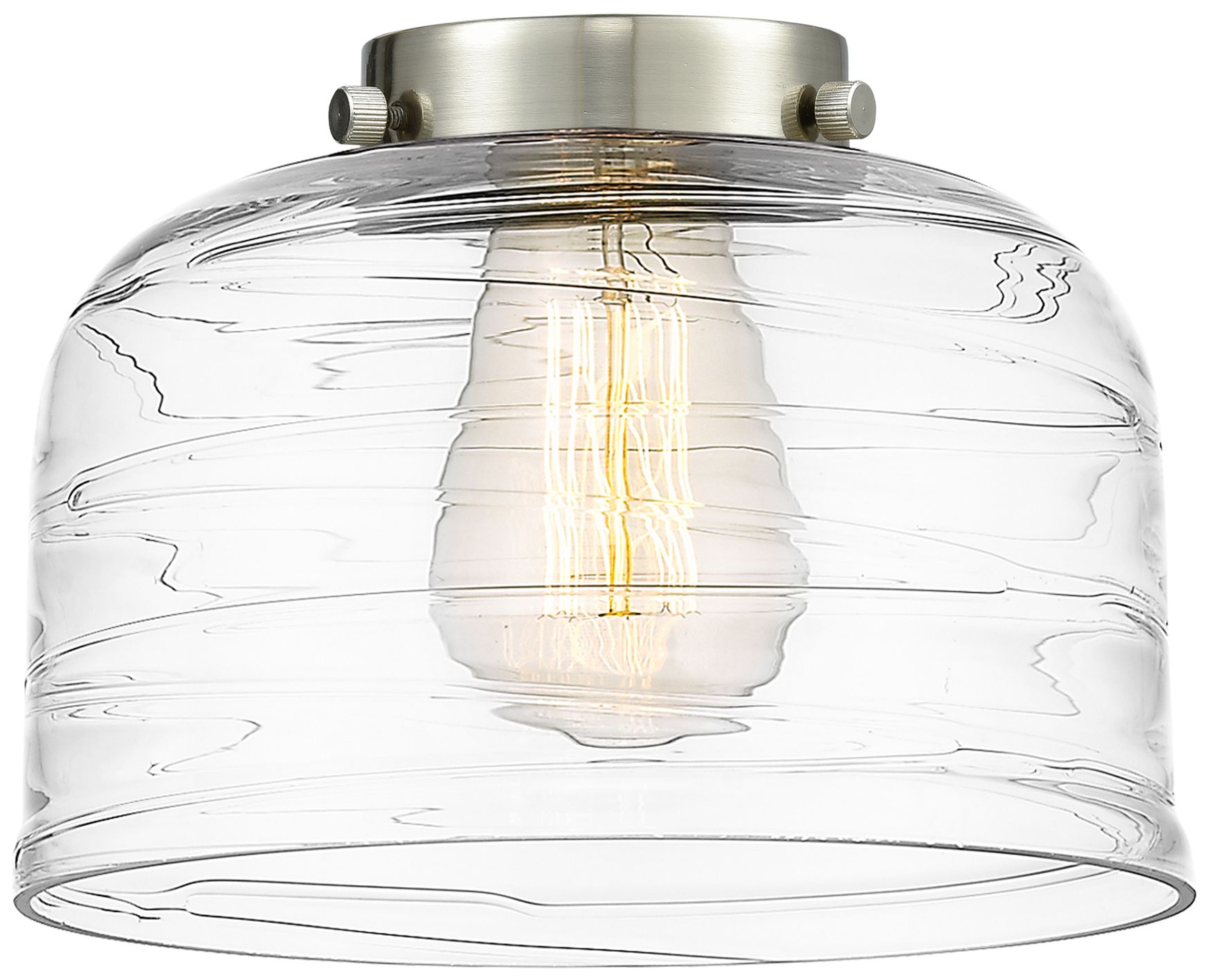 Image 4 Bell 2 Light 19" LED Bath Light - Satin Gold - Clear Deco Swirl Shade more views