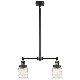Image1 of Bell - 2 Light 21" Island Light - Black Antique Brass - Deco Swirl Sh