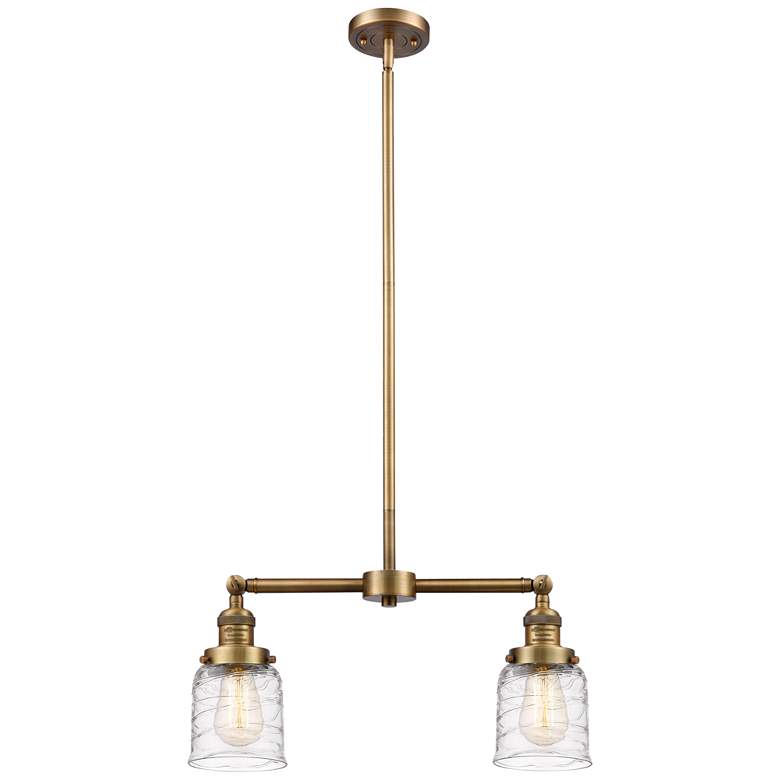 Image 1 Bell - 2 Light 21" Island Light - Brushed Brass - Deco Swirl Shade