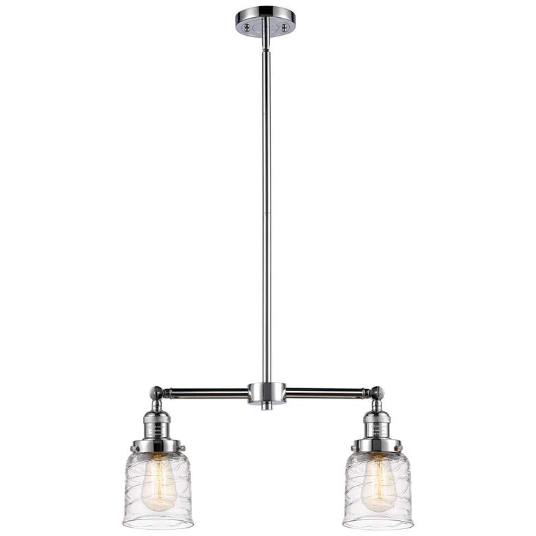 Image 1 Bell - 2 Light 21" Island Light - Polished Chrome - Deco Swirl Shade