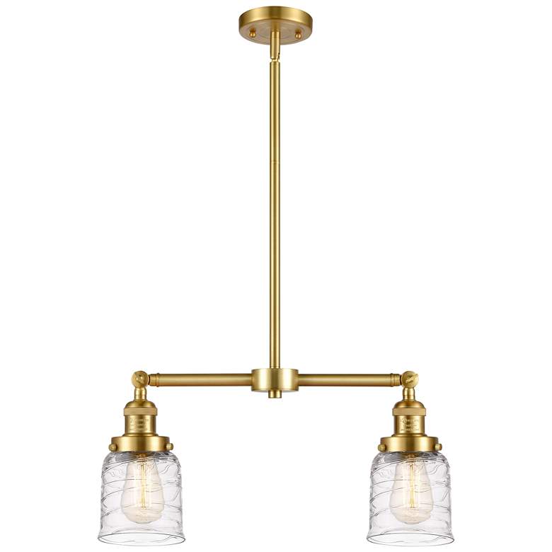 Image 1 Bell - 2 Light 21" Island Light - Satin Gold - Deco Swirl Shade