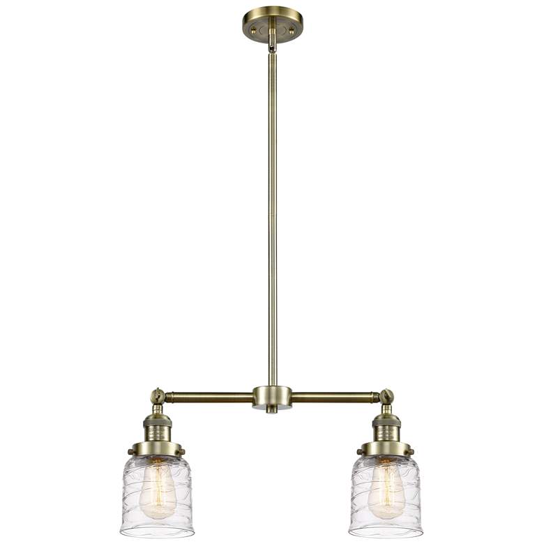 Image 1 Bell - 2 Light 21" LED Island Light - Antique Brass - Deco Swirl Shad