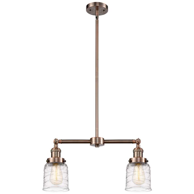 Image 1 Bell - 2 Light 21" LED Island Light - Antique Copper - Deco Swirl Sha