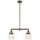 Bell - 2 Light 21" LED Island Light - Antique Copper - Deco Swirl Sha
