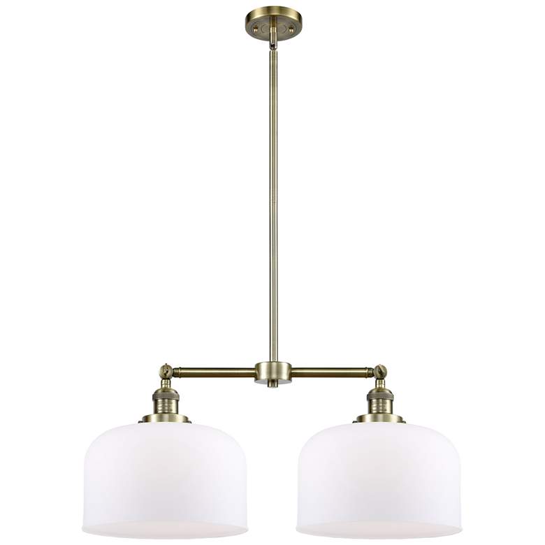 Image 1 Bell 21" 2-Light Antique Brass Island Light w/ Matte White Shade