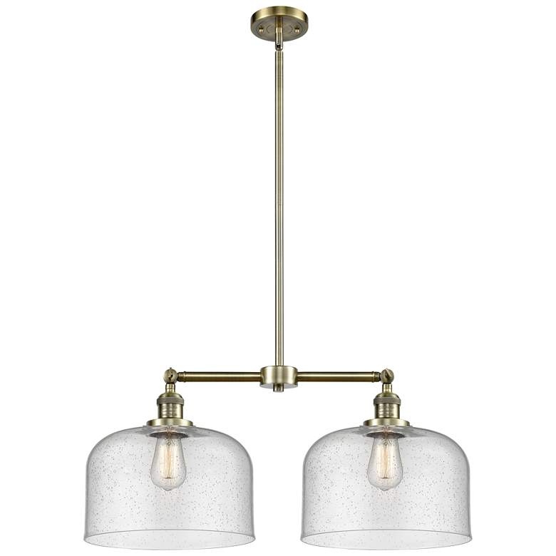 Image 1 Bell 21" 2-Light Antique Brass Island Light w/ Seedy Shade