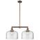 Bell 21" 2-Light Antique Copper Island Light w/ Clear Shade