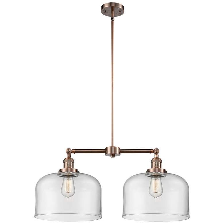 Image 1 Bell 21" 2-Light Antique Copper Island Light w/ Clear Shade