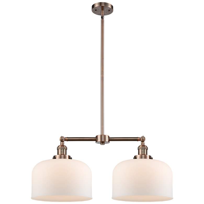 Image 1 Bell 21" 2-Light Antique Copper Island Light w/ Matte White Shade