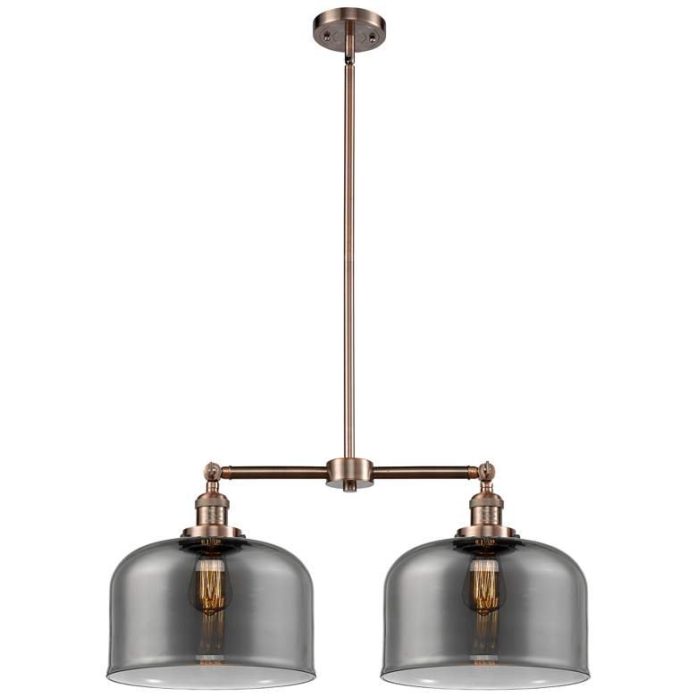 Image 1 Bell 21" 2-Light Antique Copper Island Light w/ Plated Smoke Shade