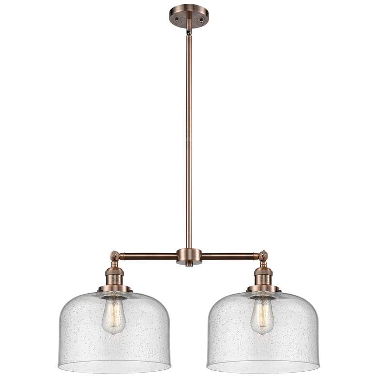 Image 1 Bell 21" 2-Light Antique Copper Island Light w/ Seedy Shade