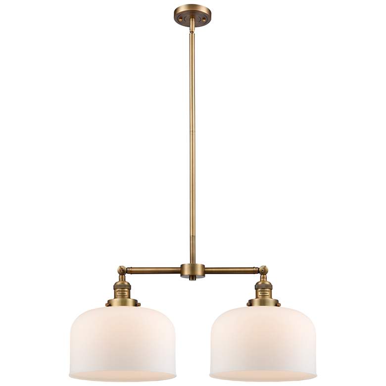 Image 1 Bell 21" 2-Light Brushed Brass Island Light w/ Matte White Shade
