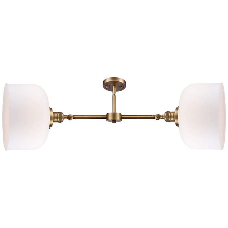 Image 2 Bell 21" 2-Light Brushed Brass Island Light w/ Matte White Shade more views