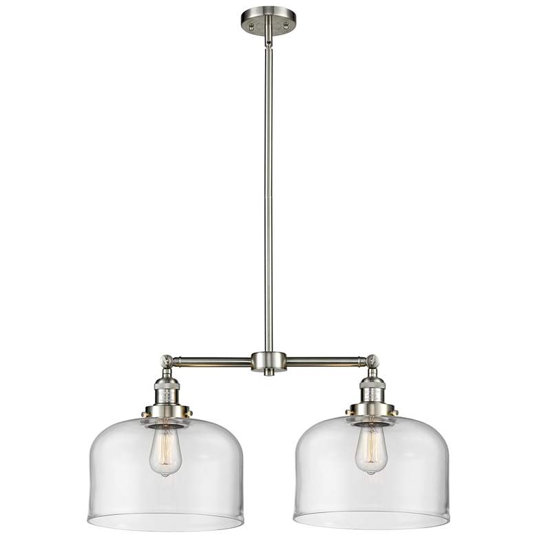 Image 1 Bell 21" 2-Light Brushed Satin Nickel Island Light w/ Clear Shade