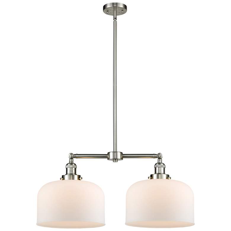 Image 1 Bell 21" 2-Light Brushed Satin Nickel Island Light w/ Matte White Shad