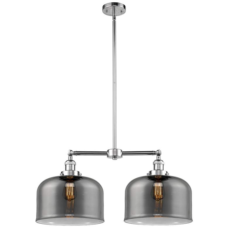 Image 1 Bell 21" 2-Light Polished Chrome Island Light w/ Plated Smoke Shade