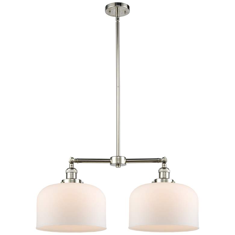 Image 1 Bell 21" 2-Light Polished Nickel Island Light w/ Matte White Shade