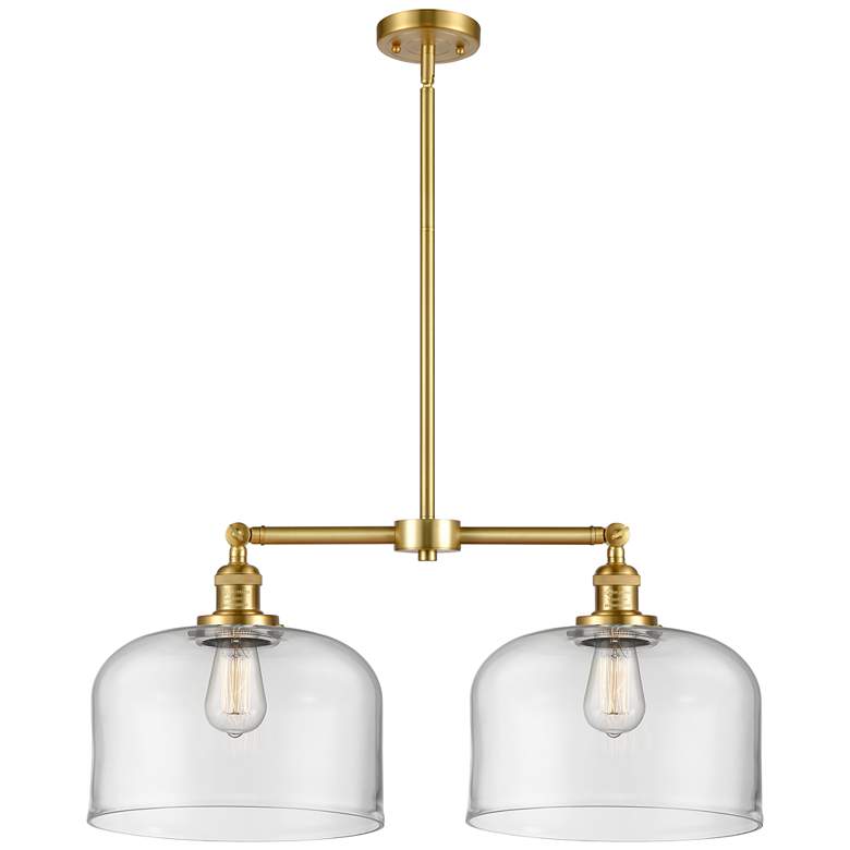 Image 1 Bell 21" 2-Light Satin Gold Island Light w/ Clear Shade