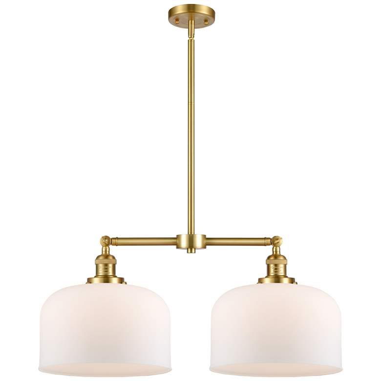 Image 1 Bell 21" 2-Light Satin Gold Island Light w/ Matte White Shade