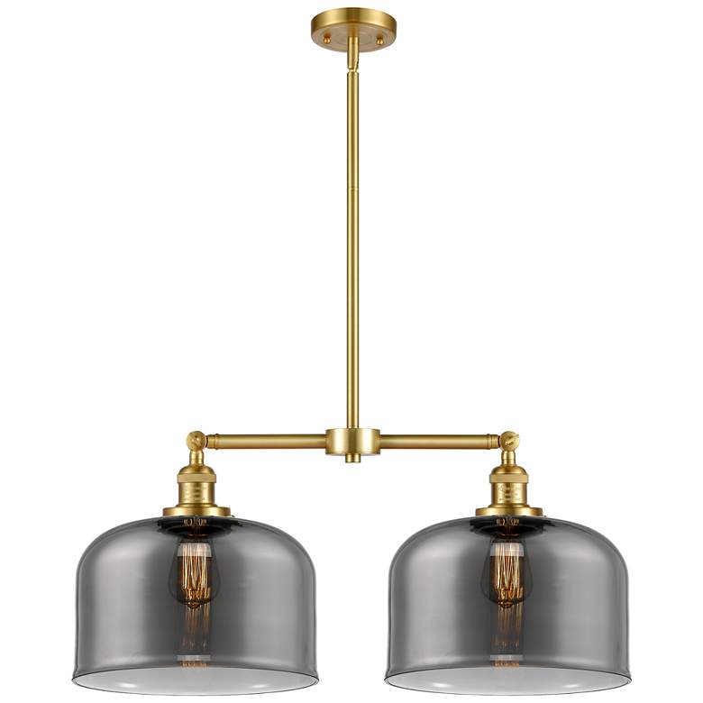 Image 1 Bell 21" 2-Light Satin Gold Island Light w/ Plated Smoke Shade