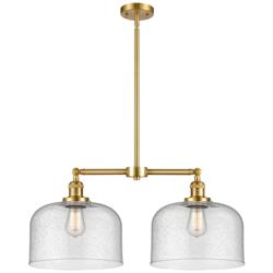 Bell 21" 2-Light Satin Gold Island Light w/ Seedy Shade