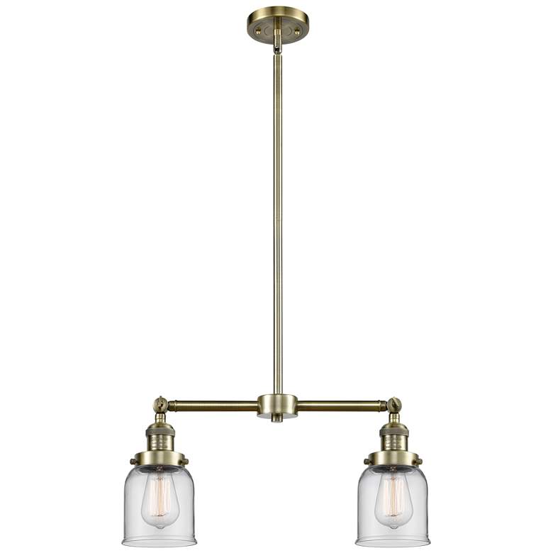 Image 1 Bell 21" Wide 2 Light Antique Brass Island Light w/ Clear Shade