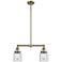 Bell 21" Wide 2 Light Antique Brass Island Light w/ Clear Shade