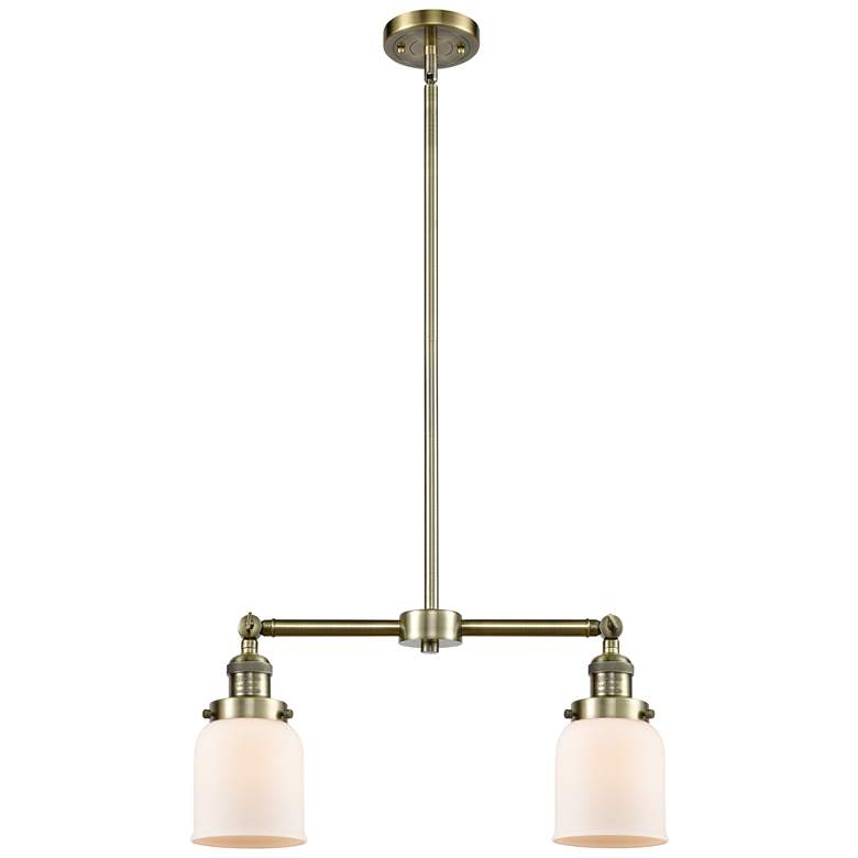 Image 1 Bell 21" Wide 2 Light Antique Brass Island Light w/ Matte White Shade