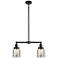 Bell 21" Wide 2 Light Bronze Island Light w/ Silver Plated Mercury Sha