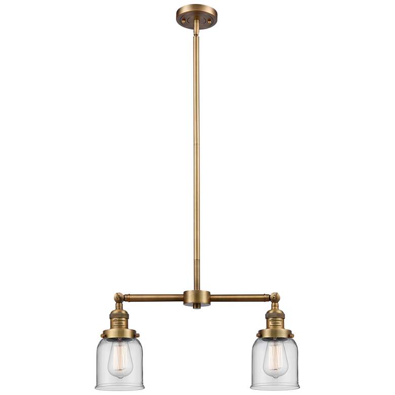Image 1 Bell 21" Wide 2 Light Brushed Brass Island Light w/ Clear Shade