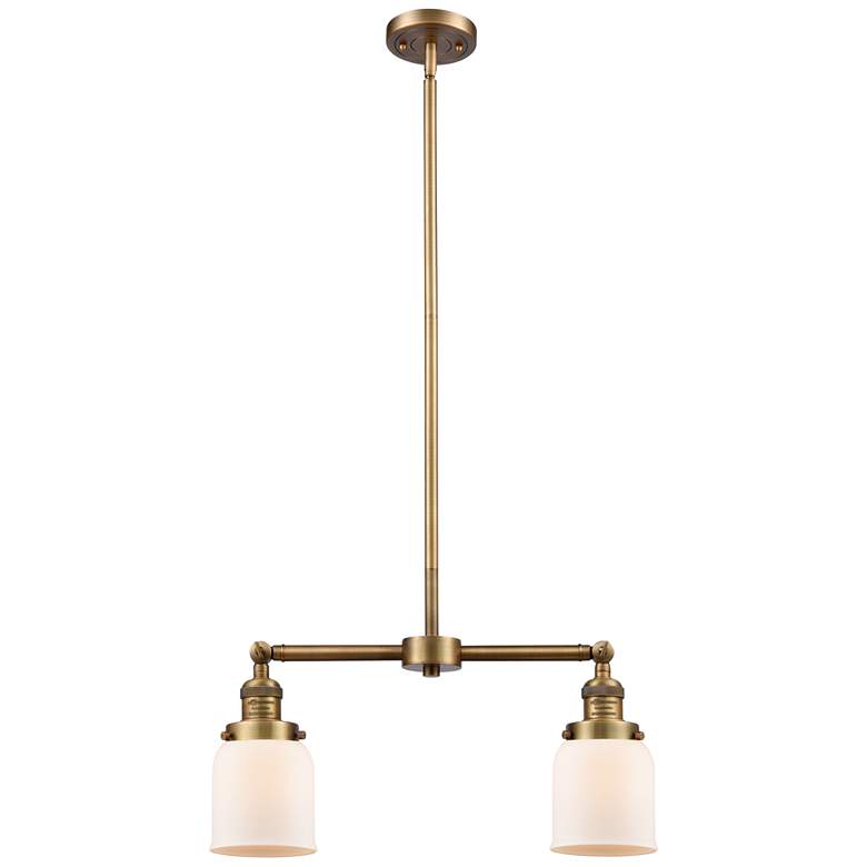 Image 1 Bell 21" Wide 2 Light Brushed Brass Island Light w/ Matte White Shade
