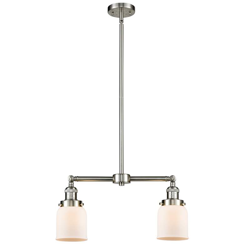 Image 1 Bell 21" Wide 2 Light Brushed Satin Nickel Island Light w/ White Shade