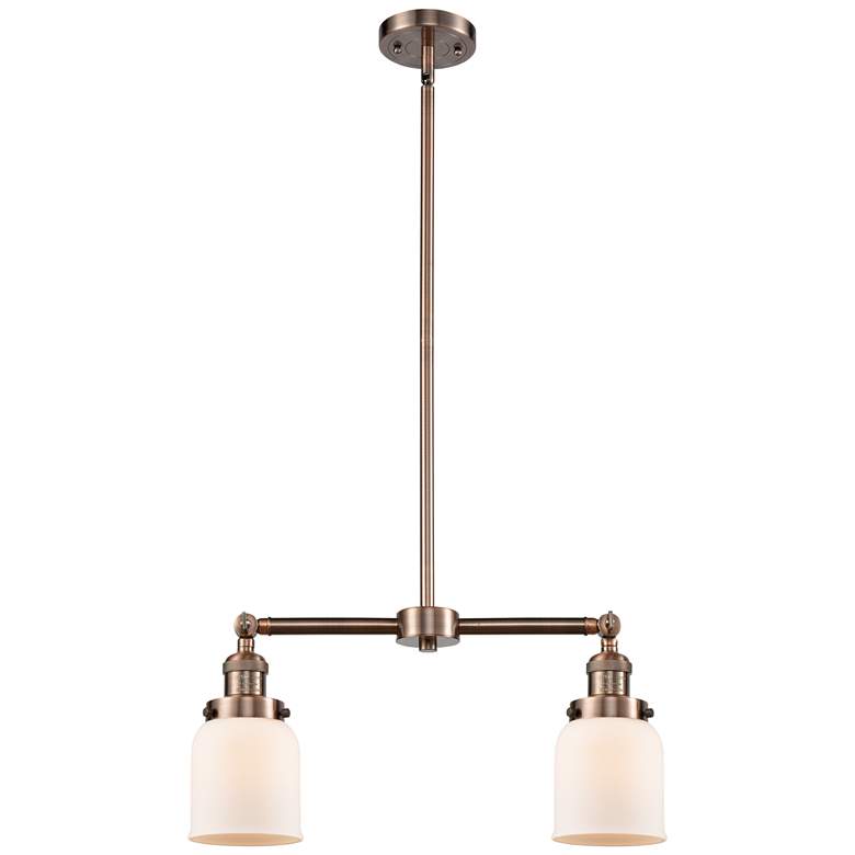 Image 1 Bell 21" Wide 2 Light Copper Island Light w/ Matte White Shade