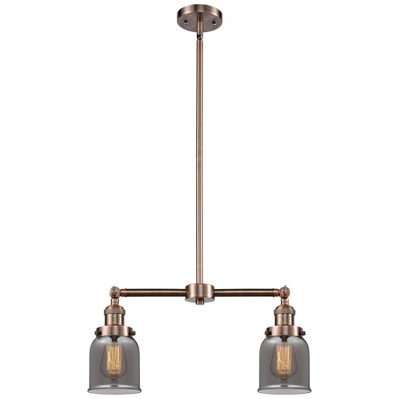 Image 1 Bell 21 inch Wide 2 Light Copper Island Light w/ Plated Smoke Shade
