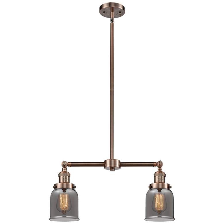 Image 1 Bell 21" Wide 2 Light Copper Island Light w/ Plated Smoke Shade