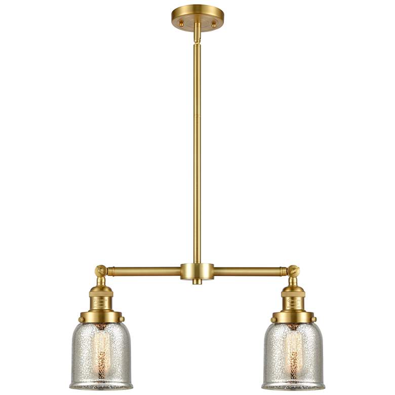 Image 1 Bell 21" Wide 2 Light Gold Island Light w/ Silver Plated Mercury Shade