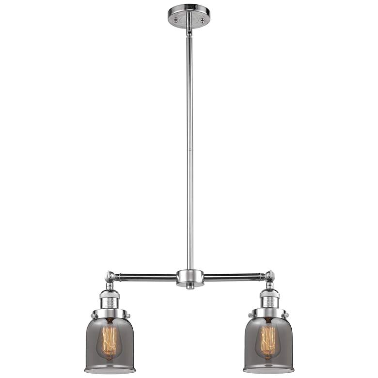 Image 1 Bell 21" Wide 2 Light Polished Chrome Island Light w/ Plated Smoke Sha