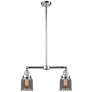 Bell 21" Wide 2 Light Polished Chrome Island Light w/ Plated Smoke Sha