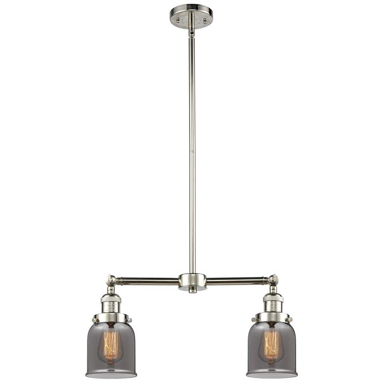 Image 1 Bell 21" Wide 2 Light Polished Nickel Island Light w/ Plated Smoke Sha