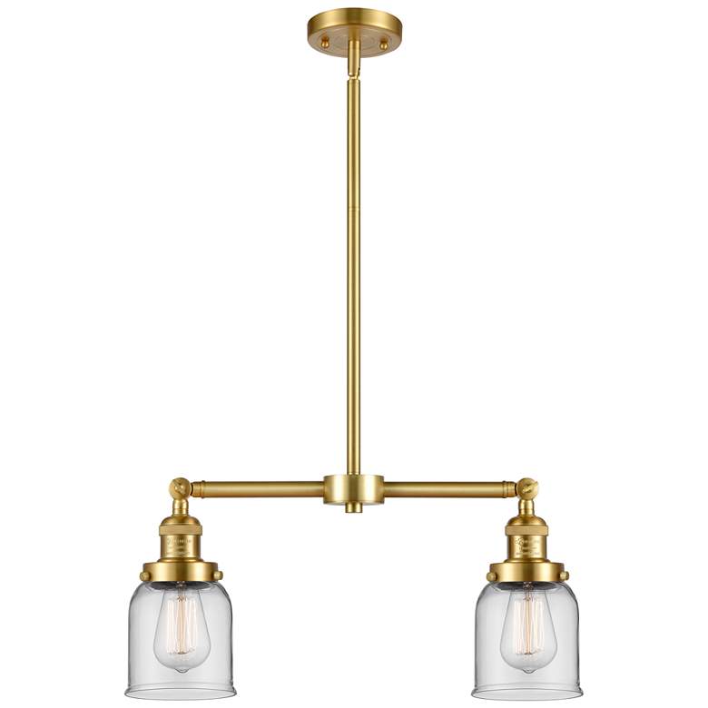 Image 1 Bell 21" Wide 2 Light Satin Gold Island Light w/ Clear Shade
